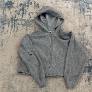 Kid’s Gray Zip-Up Crop Hoodie